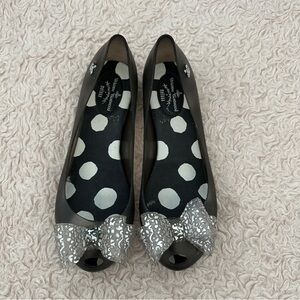 Melissa X Vivienne Westwood Gray Silver Jelly Flats Shoes Size 37 EU, US 7